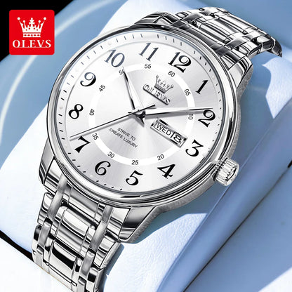 Reloj Clásico OLEVS – Acero Inoxidable y Resistente al Agua