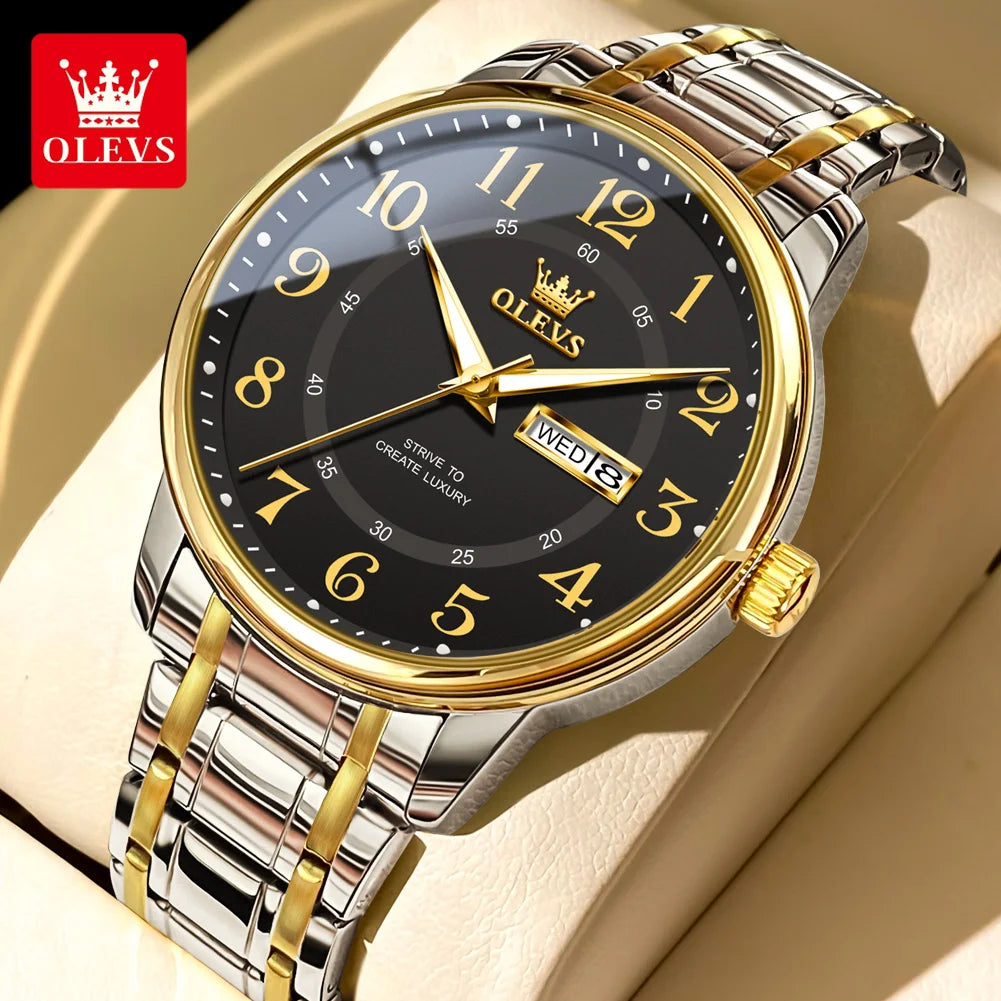 Reloj Clásico OLEVS – Acero Inoxidable y Resistente al Agua
