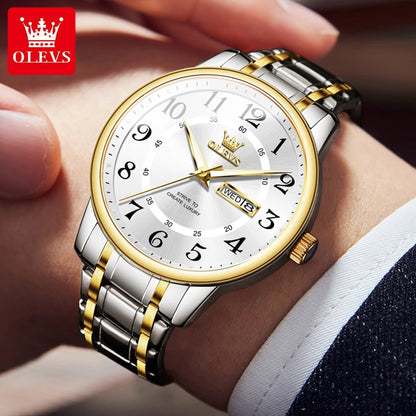 Reloj Clásico OLEVS – Acero Inoxidable y Resistente al Agua