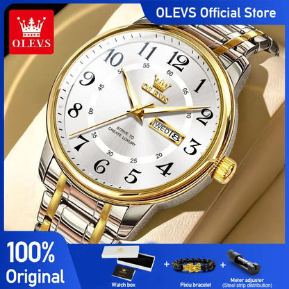 Reloj Clásico OLEVS – Acero Inoxidable y Resistente al Agua
