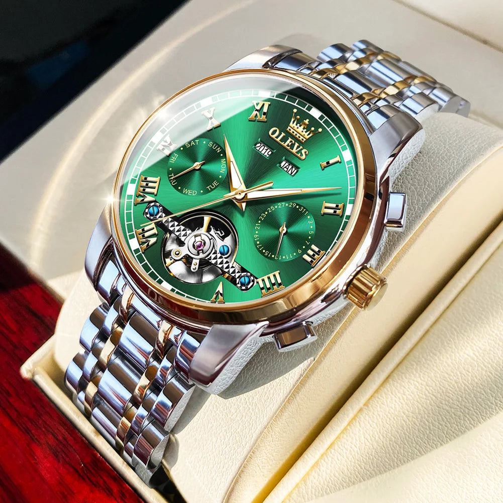 Reloj  de negocio OLEVS – Skeleton con Calendario